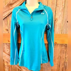 Under armour heat gear blue 1/4 zip running pullover women's M semi-fitted